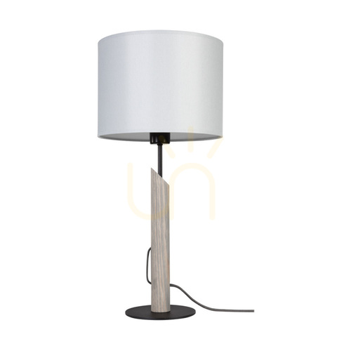 Sprawdź Lampa Stołowa Colette Grey 1xE27 Max.60W Sosna Bejcowana Szara/Czarny Metal/Czarny Kabel w Oplocie/Szary Abażur Ø27 cm