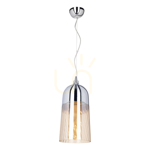 Sprawdź Lampa Wisząca Daga 1xE27 Max.60W Chrom Metal/Szampański Szklany Klosz Ø18 cm