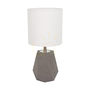 Lampa Stołowa Diamant 1xE27 Max.25W Szary Beton/Czarny Kabel PVC/Biały Abażur Ø17 cm small 0