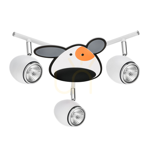 Sprawdź Lampa Sufitowa Doggy 3xGU10 Max.50W Biały/Chrom Metal z Wzorem w Pieska Ø40 cm