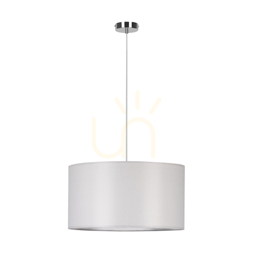 Sprawdź Lampa Wisząca Dove 1xE27 Max.60W Chrom Metal/Transparentny Kabel PVC/Szary Abażur Ø50 cm