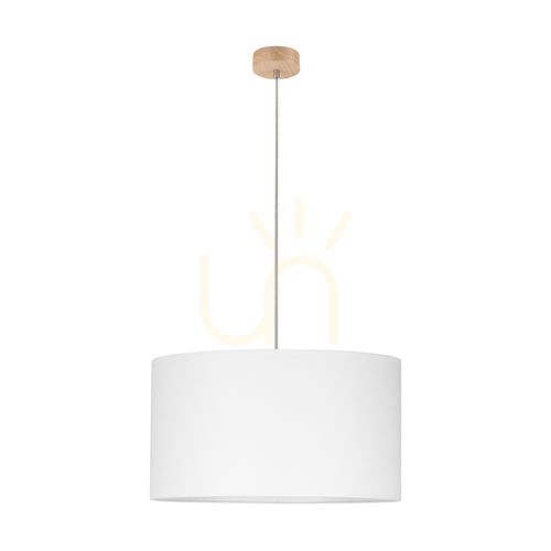 Sprawdź Lampa Wisząca Dove 1xE27 Max.60W Dąb Olejowany/Transparentny Kabel PVC/Biały Abażur Ø50 cm