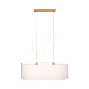 Lampa Wisząca Dove 2xE27 Max.40W Dąb Olejowany/Transparentny Kabel PVC/Biały Abażur 80 cm small 1