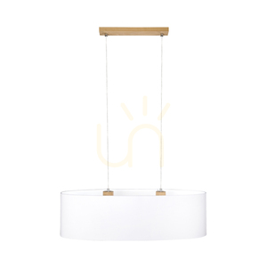 Lampa Wisząca Dove 2xE27 Max.40W Dąb Olejowany/Transparentny Kabel PVC/Biały Abażur 80 cm small 0