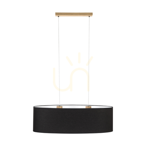 Sprawdź Lampa Wisząca Dove 2xE27 Max.40W Dąb Olejowany/Transparentny Kabel PVC/Czarny Abażur 80 cm