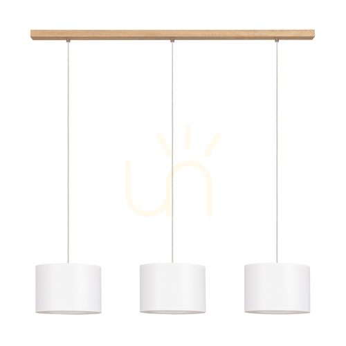 Sprawdź Lampa Wisząca Dove 3xE27 Max.40W Dąb Olejowany/Transparentny Kabel PVC/Biały Abażur 100 cm