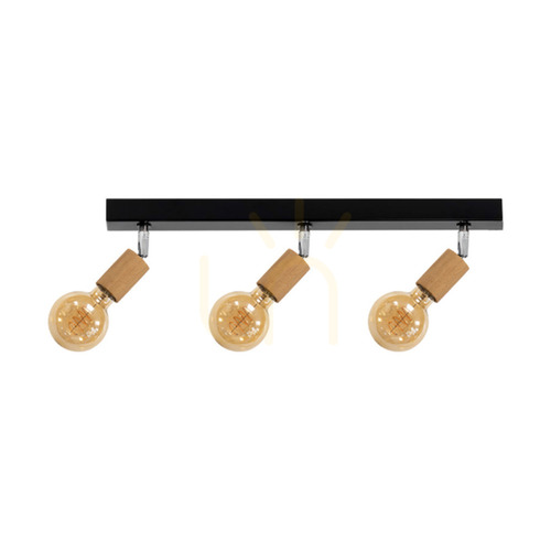 Sprawdź Lampa Sufitowa Elmin 3xE27 Max.25W Dąb Olejowany/Czarny Metal/Chrom Metal 58 cm