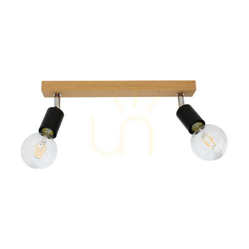 Sprawdź Lampa Sufitowa Elmo 2xE27 Max.25W Dąb Olejowany/Czarny Metal/Chrom Metal 40 cm