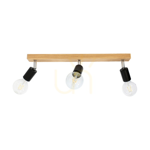 Sprawdź Lampa Sufitowa Elmo 3xE27 Max.25W Dąb Olejowany/Czarny Metal/Chrom Metal 55 cm