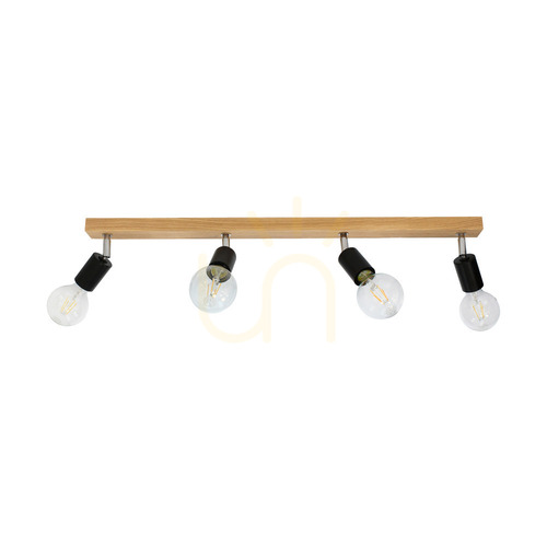Sprawdź Lampa Sufitowa Elmo 4xE27 Max.25W Dąb Olejowany/Czarny Metal/Chrom Metal 78 cm