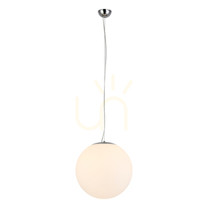 Lampa Wisząca Emil 1xE27 Max.60W Chrom Metal/Transparentny Kabel PVC/Biały Szklany Klosz Ø50 cm small 1