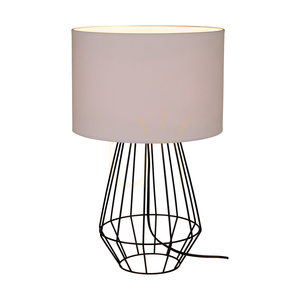 Lampa Stołowa Endorfina 1xE27 Max.60W Czarny Metal/Czarny Kabel PVC/Biały Abażur Ø30 cm small 1