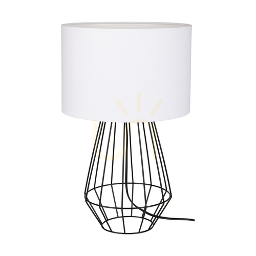 Sprawdź Lampa Stołowa Endorfina 1xE27 Max.60W Czarny Metal/Czarny Kabel PVC/Biały Abażur Ø30 cm