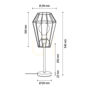 Lampa Stołowa Endorfina 1xE27 Max.25W Czarny Metal/Czarny Kabel PVC Ø21 cm small 4