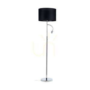 Lampa Podłogowa Eros 1xE27 Max.60W, 1xLED 3000K 3W Chrom Metal/Transparentny Kabel PVC/Czarny Abażur Ø40 cm small 0
