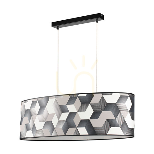 Sprawdź Lampa Wisząca Espacio 2xE27 Max.40W Czarny Metal/Transparentny Kabel PVC/Wielokolorowy Abażur z Tapety 80 cm