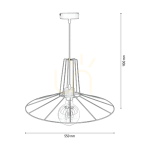 Lampa Wisząca Ferro 1xE27 Max.60W Dąb Olejowany/Czarny Metal/Czarny Kabel PVC/Czarny Metalowy Klosz Ø55 cm small 3