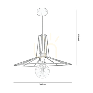 Lampa Wisząca Ferro 1xE27 Max.60W Dąb Olejowany/Czarny Metal/Czarny Kabel PVC/Czarny Metalowy Klosz Ø50 cm small 2