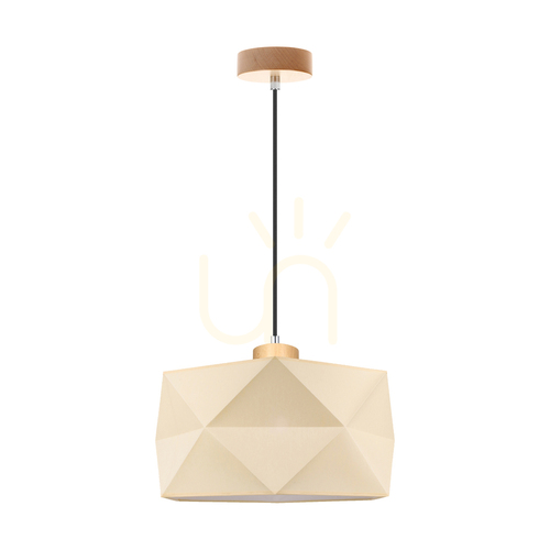Sprawdź Lampa Wisząca Finja 1xE27 Max.60W Brzoza/Antracytowy Kabel w Oplocie/Kremowy Abażur Ø46 cm