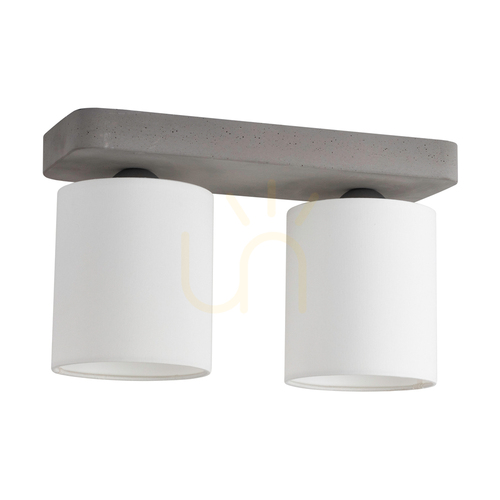 Sprawdź Lampa Sufitowa Gentle 2xE27 Max.25W Szary Beton/Czarny Metal/Biały Abażur 35 cm