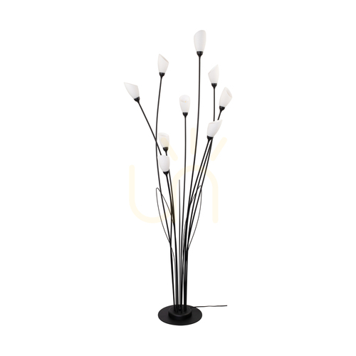 Sprawdź Lampa Podłogowa Gloriosa 9xG9 Max.6W LED Czarny Metal/Czarny Kabel PVC/Biały Szklany Klosz Ø60 cm