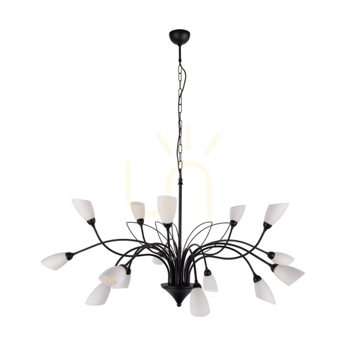 Sprawdź Lampa Wisząca Gloriosa 15xG9 Max.6W LED Czarny Metal/Czarny Kabel PVC/Biały Szklany Klosz Ø108 cm