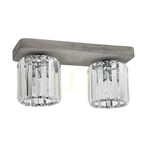 Sprawdź Lampa Sufitowa Glory 2xE27 Max.60W Szary Beton/Transparentny Szklany Klosz 35 cm