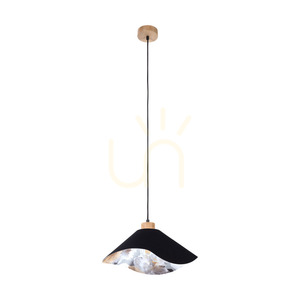 Lampa Wisząca Hattu Floral 1xE27 Max.40W Dąb Olejowany/Czarny Kabel w Oplocie/Czarno-Wielokolorowy Abażur Ø40 cm small 0
