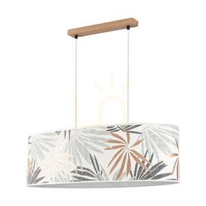 Lampa Wisząca Hoja 2xE27 Max.40W Dąb Olejowany/Transparentny Kabel PVC/Wielokolorowy Abażur z Tapety 80 cm small 1
