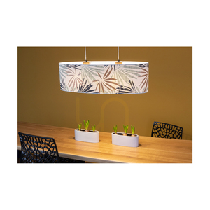 Lampa Wisząca Hoja 2xE27 Max.40W Dąb Olejowany/Transparentny Kabel PVC/Wielokolorowy Abażur z Tapety 80 cm small 2