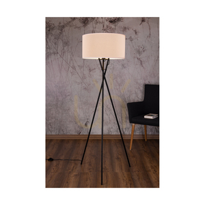 Lampa Podłogowa Hugo 1xE27 Max.60W Czarny Metal/Czarny Kabel PVC/Biały Abażur z Celulozy 62 cm small 3