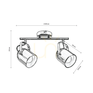 Lampa Sufitowa Inga 2xE27 Max.60W Chrom Metal 38.5 cm small 2
