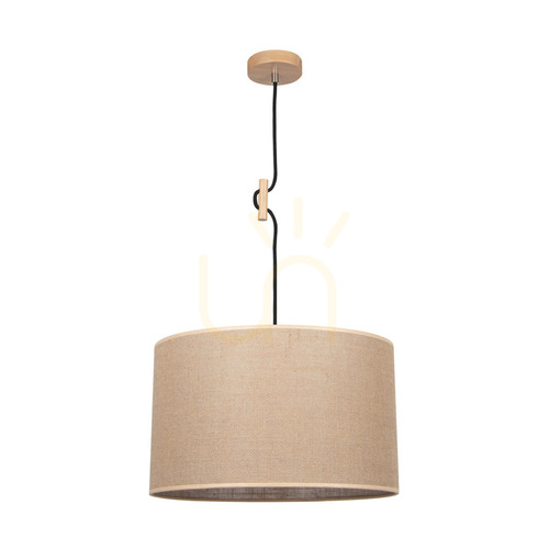 Sprawdź Lampa Wisząca Juta 1xE27 Max.60W Brzoza/Czarny Kabel w Oplocie/Beżowy Abażur z Juty Ø40 cm
