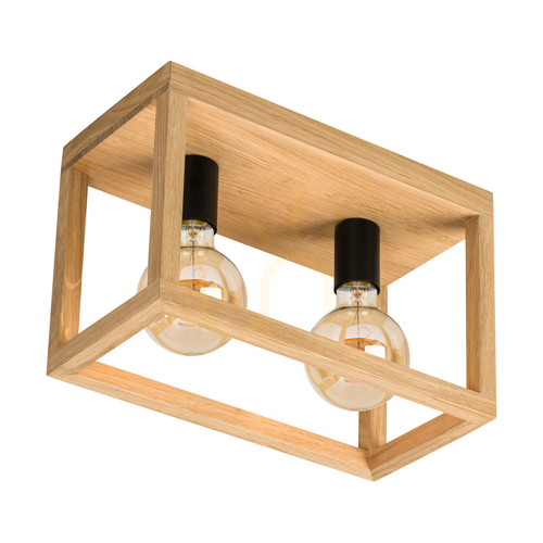Sprawdź Lampa Sufitowa Kago 2xE27 Max.60W Dąb Olejowany/Czarny Metal 36 cm