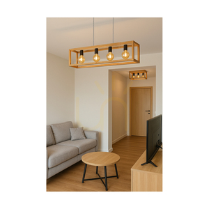 Lampa wisząca Spot Light KAGO 61590474, dąb olejowany i czarny, 4 × E27, 90 cm small 4