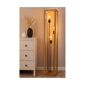 Lampa Podłogowa Kago 3xE27 Max.60W Dąb Olejowany/Czarny Metal/Czarny Kabel w Oplocie 25 cm small 3