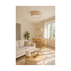 Lampa Stołowa Kairo 1xE27 Max.25W Sosna bejcowana Brązowa/Czarny Kabel PVC/Wielokolorowy Abażur z Tapety Ø15 cm small 3