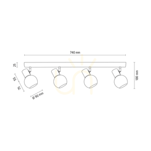 Lampa Sufitowa Karin 4xE14 Max.40W Brzoza/Chrom Metal/Biały Szklany Klosz 74 cm small 2