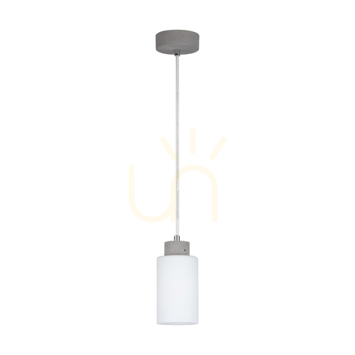Sprawdź Lampa Wisząca Karla 1xE27 Max.60W Szary Beton/Transparentny Kabel PVC/Biały Szklany Klosz Ø10 cm