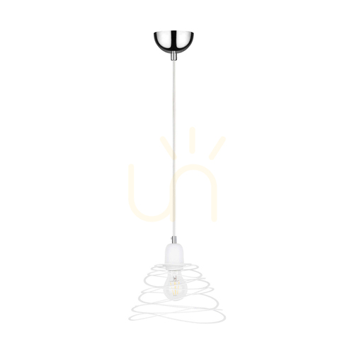 Sprawdź Lampa Wisząca Komet 1xE27 Max.60W Chrom Metal/Biały Kabel PVC/Biały Metalowy Klosz Ø24.5 cm