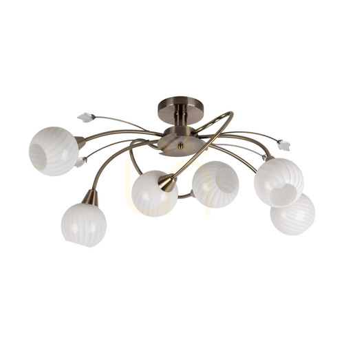 Sprawdź Lampa Sufitowa Marbella 6xE14 Max.40W Patyna Metal/Biały Szklany Klosz 80 cm