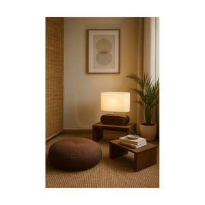 Lampa Stołowa Marinna 1xE27 Max.25W Drewno Bukowe Orzechowe/Transparentny Kabel PVC/Biały Abażur 30 cm small 4