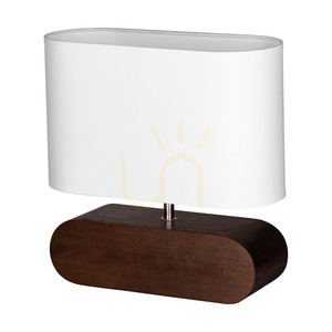 Lampa Stołowa Marinna 1xE27 Max.25W Drewno Bukowe Orzechowe/Transparentny Kabel PVC/Biały Abażur 30 cm small 0