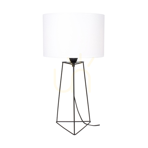 Sprawdź Lampa Stołowa Marlene 1xE27 Max.25W Czarny Metal/Czarny Kabel PVC/Biały Abażur Ø30 cm
