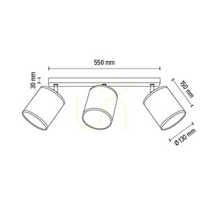 Lampa Sufitowa Mateo 3xE27 Max.25W Czarny Metal/Chrom Metal/Beżowy Abażur z Tapety 67 cm small 2