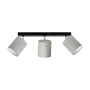Lampa Sufitowa Mateo 3xE27 Max.25W Czarny Metal/Chrom Metal/Beżowy Abażur z Tapety 67 cm small 0
