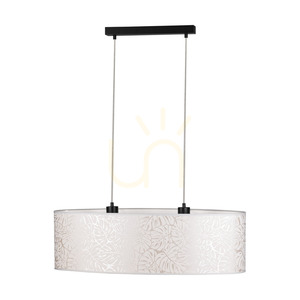 Lampa Wisząca Mateo 2xE27 Max.40W Czarny Metal/Transparentny Kabel PVC/Beżowy Abażur z Tapety 80 cm small 2