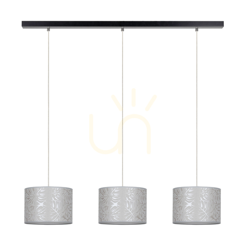 Sprawdź Lampa Wisząca Mateo 3xE27 Max.25W Czarny Metal/Transparentny Kabel PVC/Beżowy Abażur z Tapety 117 cm