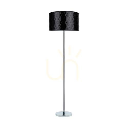 Sprawdź Lampa Podłogowa Maxima 1xE27 Max.60W Chrom Metal/Transparentny Kabel PVC/Czarny Abażur Ø50 cm