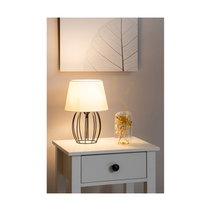 Lampa Stołowa Merano 1xE27 Max.25W Czarny Metal/Czarny Kabel PVC/Biały Abażur Ø20 cm small 2